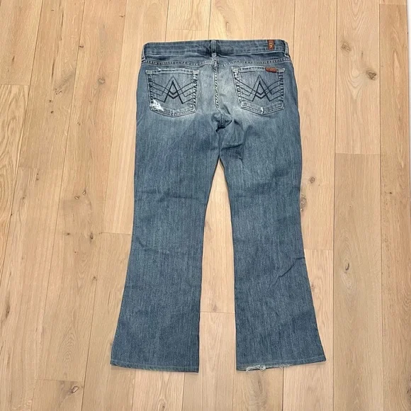 7 For All Mankind 7FAM "A" Pocket Bootcut Wide Flare Leg Jeans Blue Size 30 - Picture 7 of 16